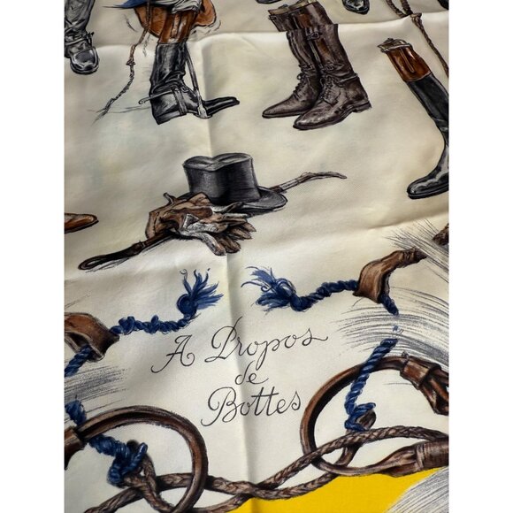 VTG Hermès Scarf “Propos de Bottes” Xavier De Poret Equestrian 34" Silk read HTF - Picture 9 of 16